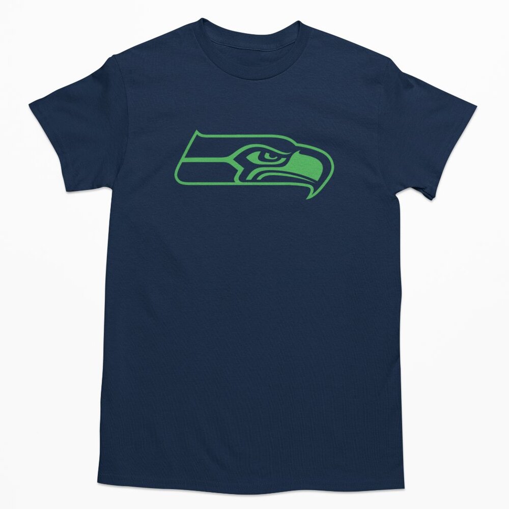 NEW Seattle Seahawks Monochrome Team Color Pop Big Logo T-Shirt NAVY